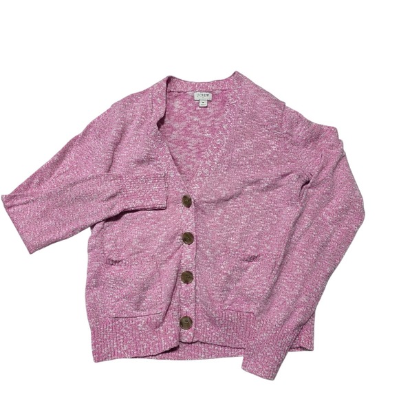 J.Crew Beach Cardigan Sweater Women M Pink Marled Cotton Blend Summer Spring - Picture 9 of 9